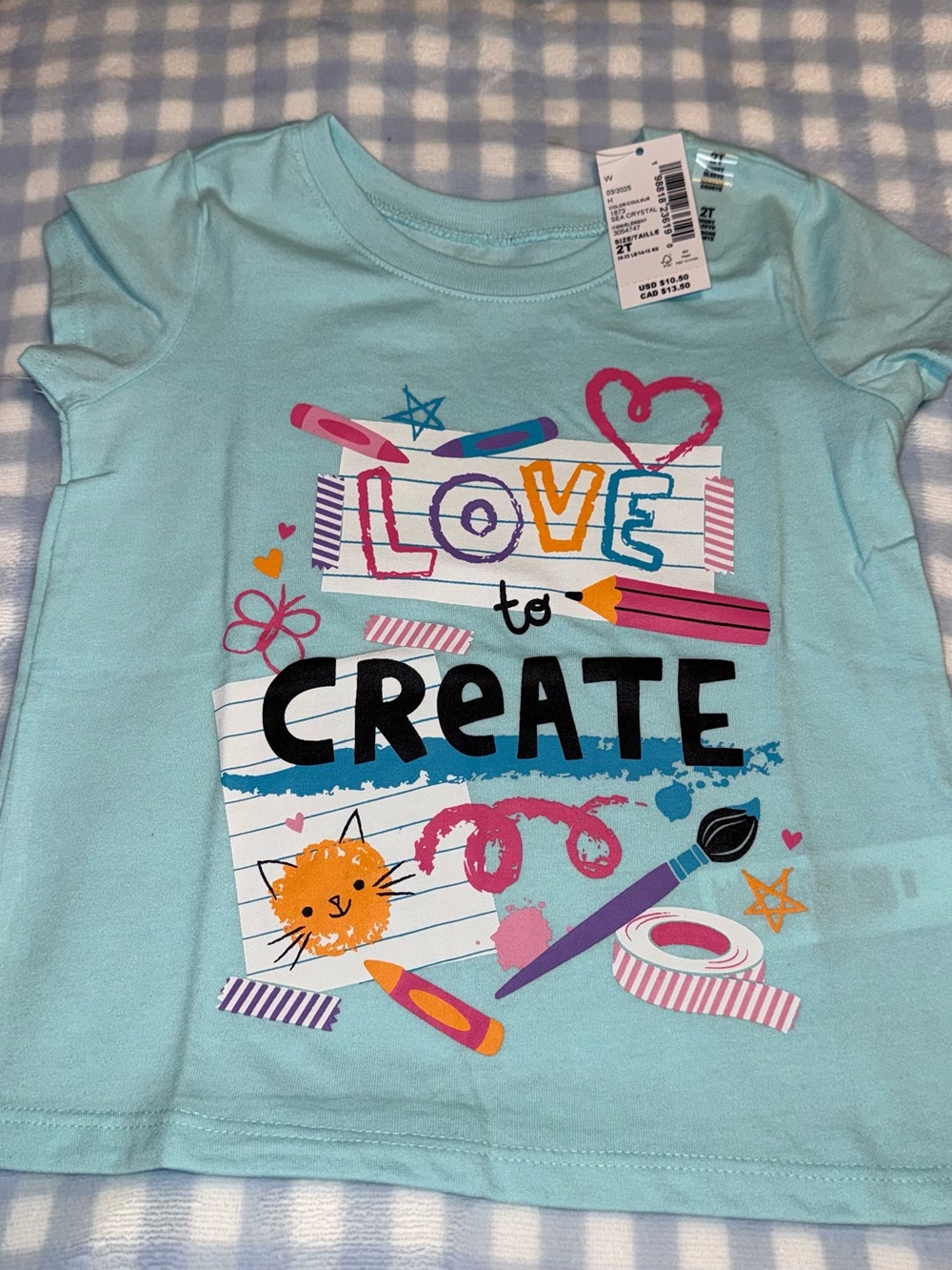 The Children’s Place Toddler Girls Size 2T 3T 5T New NWT Blue Love Create Shirt